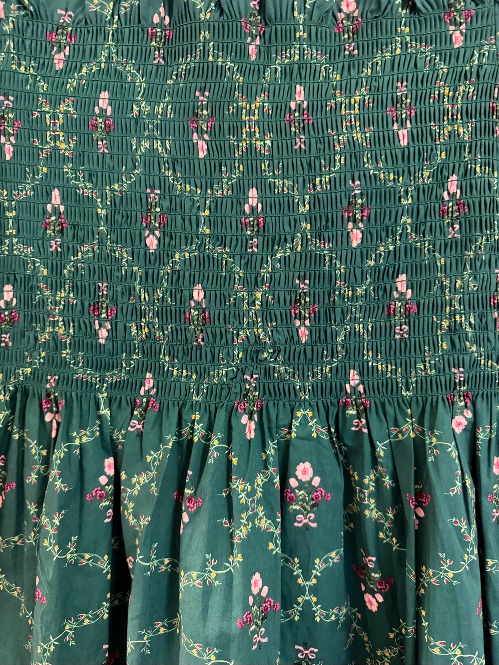 Hill House Green Floral Puff-Sleeve Midi Dress - Picture 2 of 4